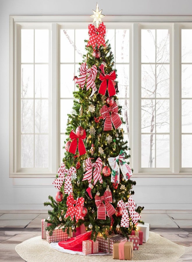 كينجلاك شريط عيد الميلاد من كينغليك، سلكي، 2.5 بوصة × 30 ياردة، أحمر وأبيض، شريط لشجرة عيد الميلاد، 6 لفات، شريط سلكي أحمر وأبيض على شكل عصا حلوى للأعمال اليدوية وتغليف الهدايا وتزيين أكاليل الزهور وديكورات العطلات - Image 4